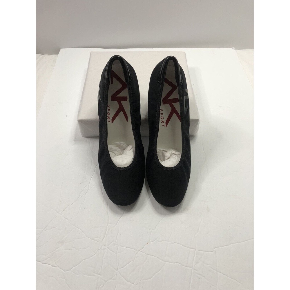 Anne Klein Sport Women's Wisher Fabric Black Slip On Wedge Heel size 7.5